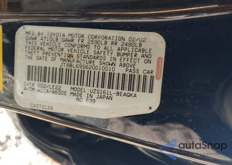 2002 Lexus Gs 430 z USA, uszkodzony, nr VIN JT8BL69S620010010